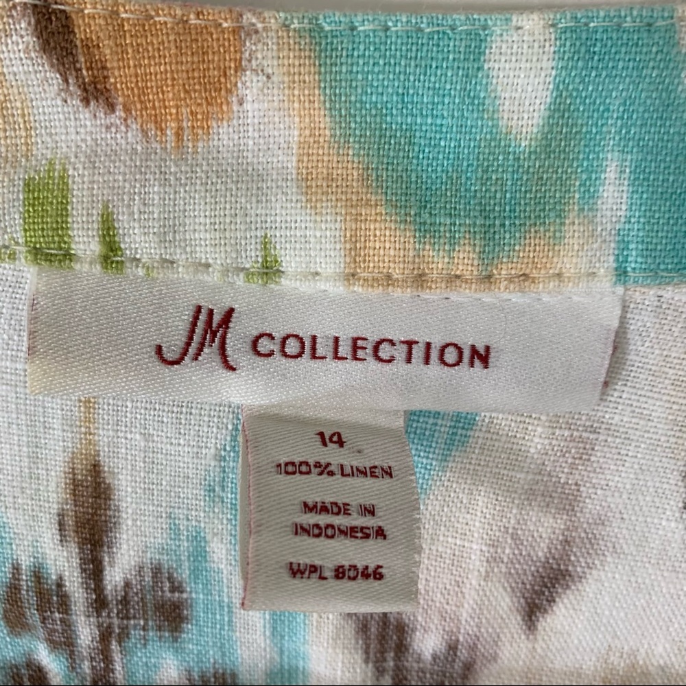 Jm Collection Linen Ikat Print Button Front Top - image 8